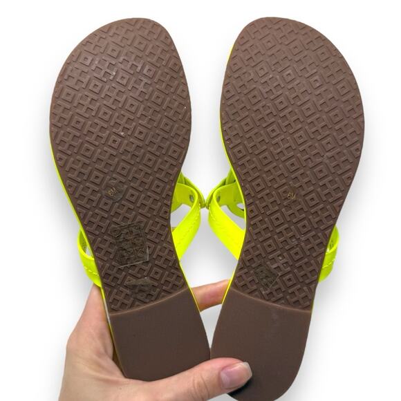 Tory Burch Patent Leather Miller Sandal Fluorescent Neon Yellow 6 Women’s - Picture 11 of 11